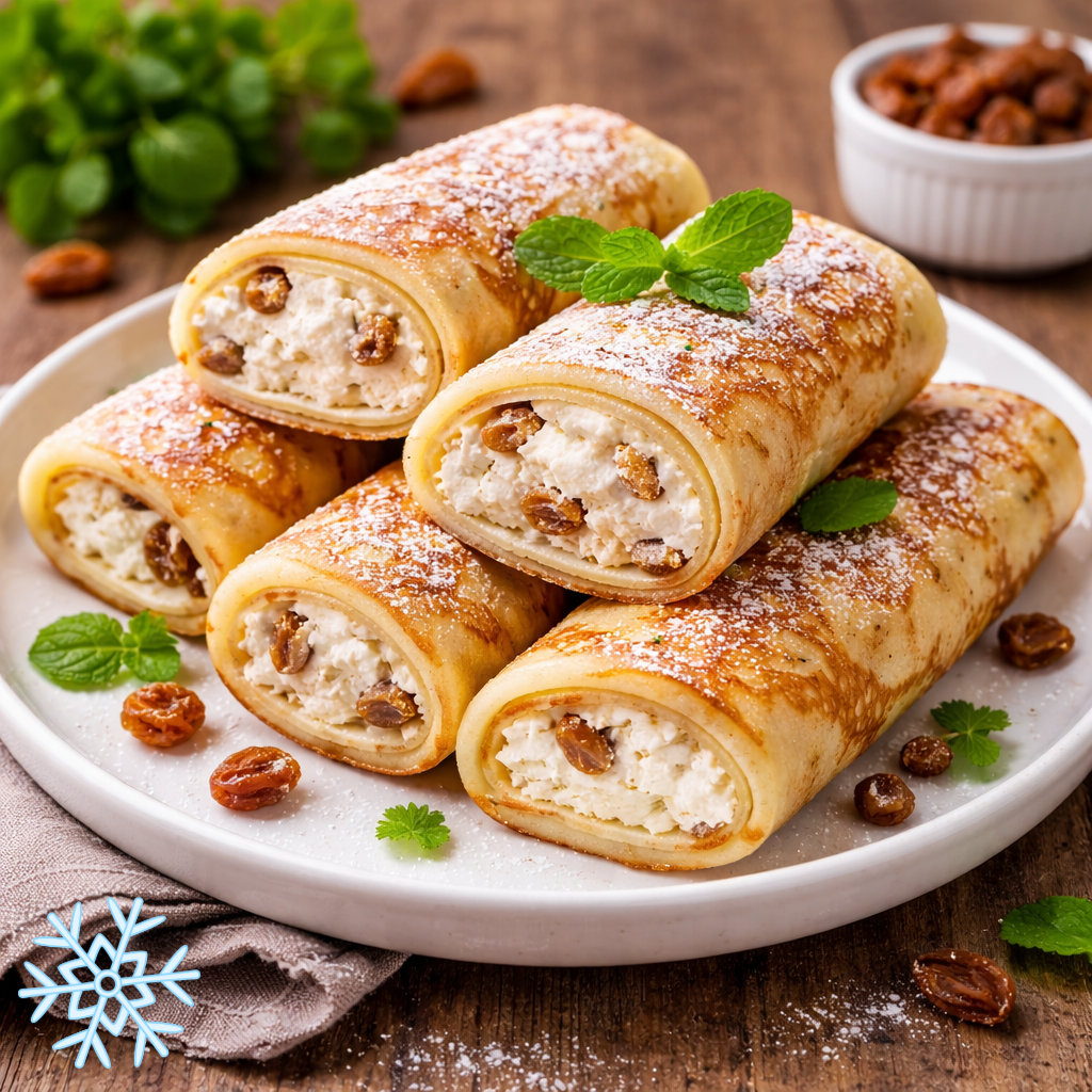 Bliny mit Quark gefüllt – süsse Pfannkuchen hausgemacht
