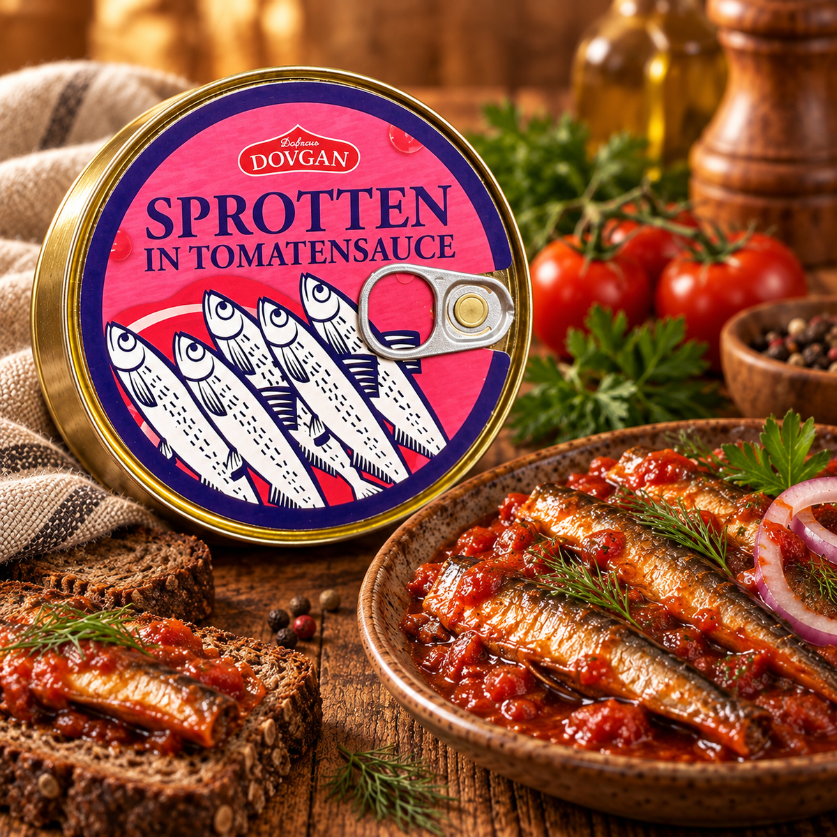 DOVGAN Sprotten in Tomatensauce 240 g