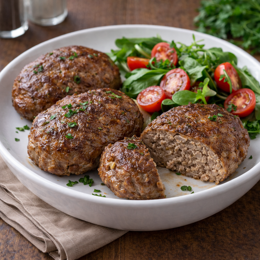 Hausgemachte Frikadellen aus Rindfleisch und Poulet