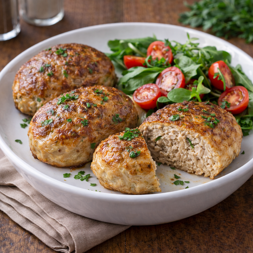 Frikadellen mit Gemüse Beilage auf Teller