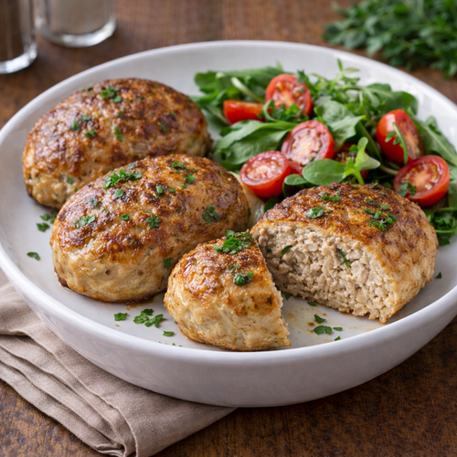 Frikadellen mit Gemüse Beilage auf Teller