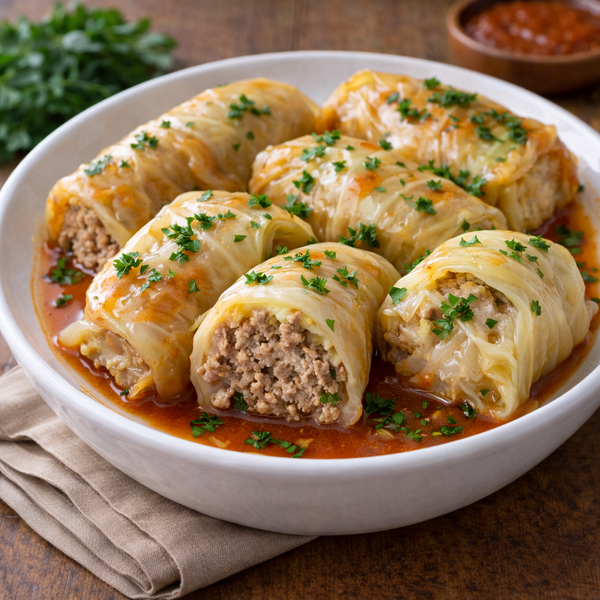 Hausgemachte Golubzi Kohlrouladen mit Rindfleisch