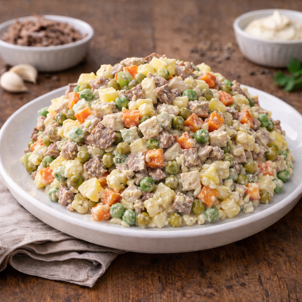 Russischer Olivier Salat klassische Vorspeise