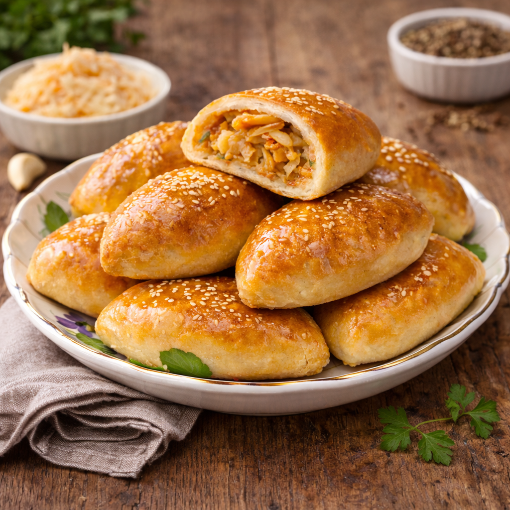 Pirojki mit Fleisch traditionelles Gebäck