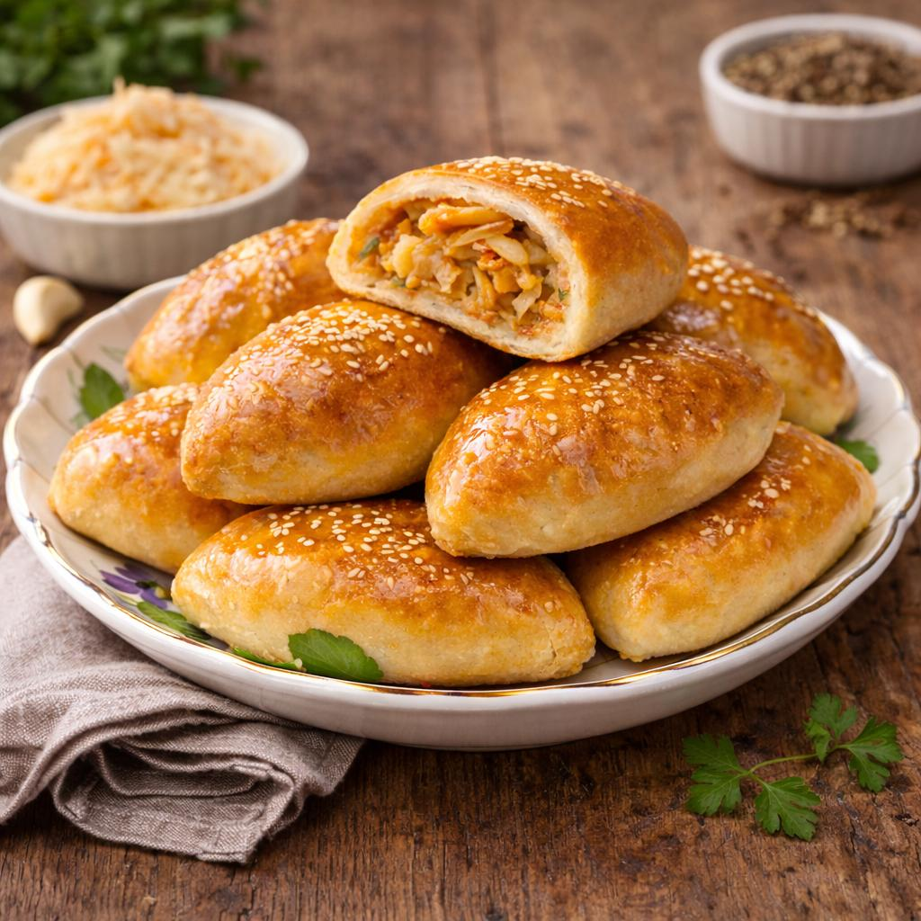 Pirojki mit Kohl traditionelles Gebäck