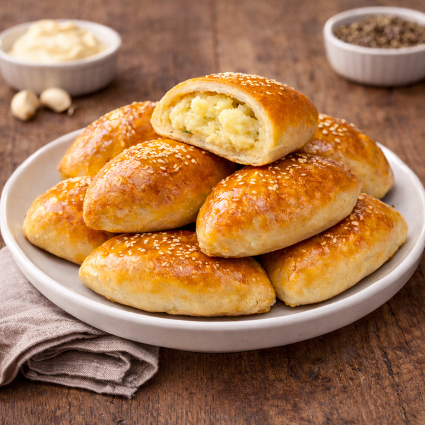 Hausgemachte Pirojki gefüllte Teigtaschen