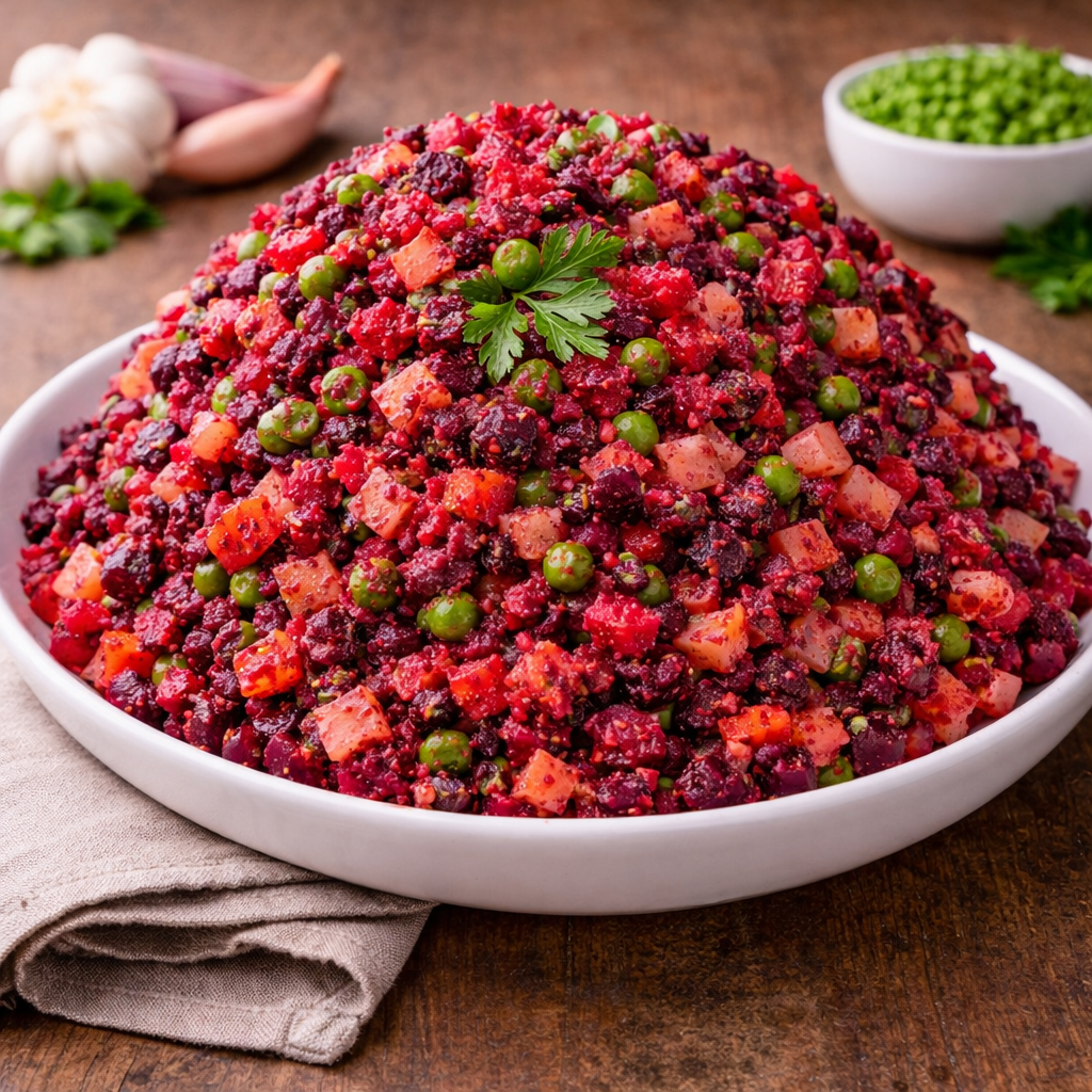 Vinegret Salat 1 kg – russischer Rote-Bete-Salat mit Kartoffeln und Erbsen